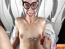 Navel Sperm Shot And Jizz Feeding With Spoon