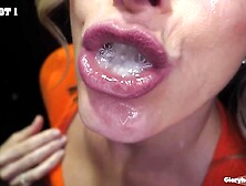 Brunette Mom Loves Sucking Cock Thru the Hole - Handjob and Cum in Mouth