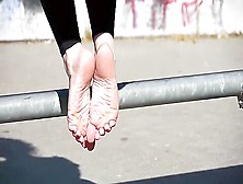 Female Feet Soles Captured Outside