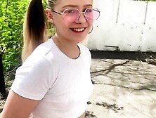 Schoolgirl Romping On Porch,  Jism Squirted All Over.