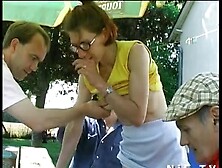 French redhead tart ass fucking penetrated and gang-fucked