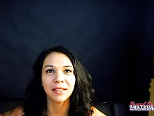 Sabrina Skinny Small Brunette hair Inked Obscene Mouth Booty Lick!