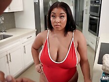 BANGBROS - Busty Brunette Juliana Dreams Gets Her Huge Natural Tits Massaged By Her Stepfather