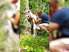 Wife Doggy Fucking and Deep Sucking in Forest - Cum Inside