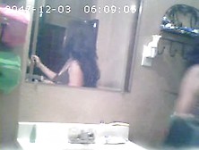 Brunette showing Tits in Bathroom Hidden Cam