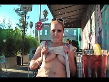 Girl plays with her cunt under the table