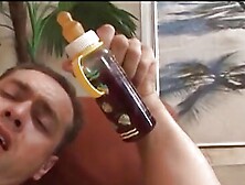 Dominating blonde bangs a dude wearing a diaper then jerks him off