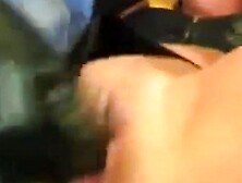 Luxurious redhead babe with perfect body Celine Noiret gets slave's cock holding the pole