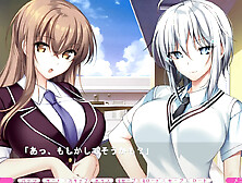 Hentai game action with cute anime characters and big tits in Tonari No Love Fluid