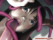 Sexy 3D hentai brutally poked all hole by tentacles