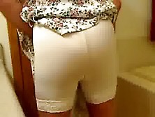 Sissy Poops In Long Leg Panty Girdle.