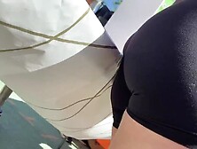 Candid Teen Booty In Black Shorts