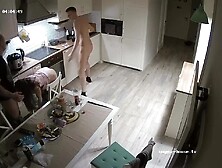 Young real teen sucks dick in the kitchen