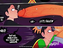 Teenie Titan Comic Porn Robin get His Bum Fuck By Futanari Reven