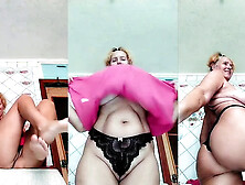 Sexy housewife Lukerya in a flirty pink dress