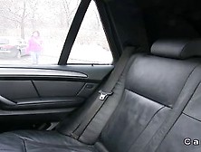Brunette with nice tits fucks in fake taxi