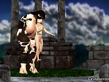 Female Minotaur Devours Male Human