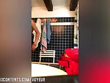 Sister with small perky tits and tan lines changin