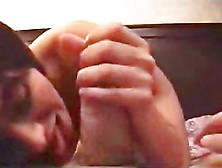 Filmed my cutie sucking my hard cock and licking my balls