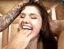 April Dawn - Big Boobed Brunette Beauty Getting Face Fucked