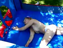 Rogue Rose gets uncensored in the moon bounce - WeAreHairy