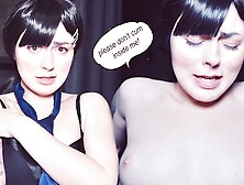 Shy slut doesn't mind to put three cocks in her tight holes until they fulfill her pussy with cum - DP Anal Double BJ