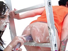 Two kinky vixens eat cream out of eachothers butts