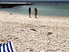 Voyeur pervert jerks off breasty mother I'd like to fuck and her stepdaughter and cums on their faces whilst they sunbathe