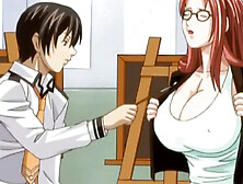 Janitor Gets Fucked on the Desk by Busty Headmistress After Hours in Her Office