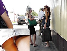 Excellent Denim Upskirt At Bus Stop