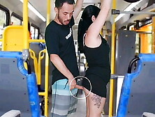 Brunette groping on the bus
