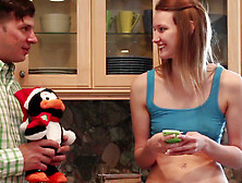 New brown-haired babe Sophia Wilde shows off her skills with a deep throat blowjob