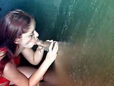 Wife sucks gifted and in gloryhole and husband shoots!