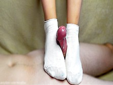 Stunning White Socks Footjob!