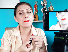 Red lipstick kissing teasing by Regina Noir.