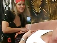 Busty blonde in nurse uniform fucks old man
