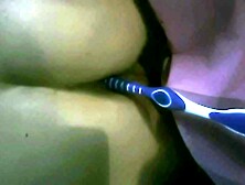 toothbrush in the anus of resting girlfriend