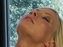 A busty blonde chick from Germany gets destroyed by a hard bone