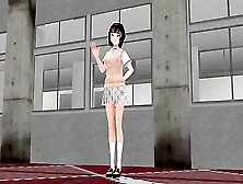 Toyota Nono Introduce Herself With Japanese Uniform. Upskirt