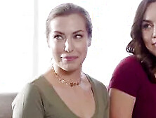 Dark Hair Besties Welcome New Neighbors The Way They Know Best! Passionate Three-way - Kira Noir,  Spencer Bradley And Freya Park