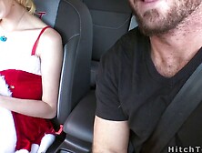 Blonde Santa teen fucks stranger outdoors