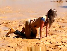 Jodhpurs Blonde Girl in Mud