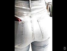 Candid Voyeur Shopping Nice Ass Girl Blue Jeans