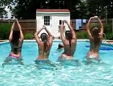 Cute Girls Dancing In Pool