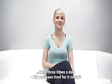 Casting blondie wants to become a pornstar and gives POV blowjob