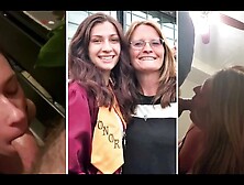 Mom and daughter sucking cock