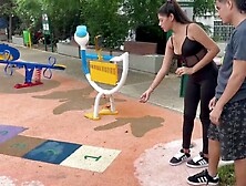 I play with a stranger in the park on the little airplane and I end up taking her home to give her a worthwhile bang with my gia