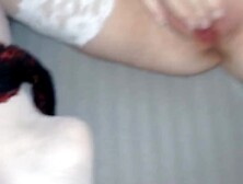 Pantyhose turf job and cum on vagina