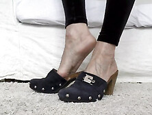 Blue Wooden Clogs,  Sabots,  Lady Victoria Valente