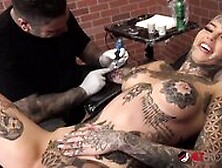 Amber Luke Masturbates While Getting Tattooed